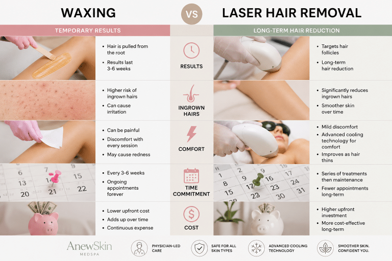 Laser hair removal versus waxing comparison in Washington DC physician-led medspa