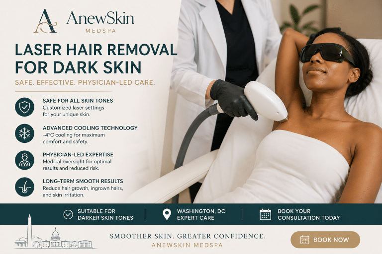 Safe laser hair removal treatment for dark skin in Washington DC with physician-led care
